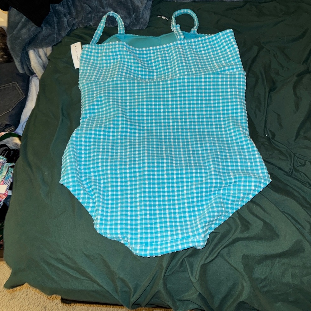 Lane Bryant Turquoise Swimsuit with Gingham Straps